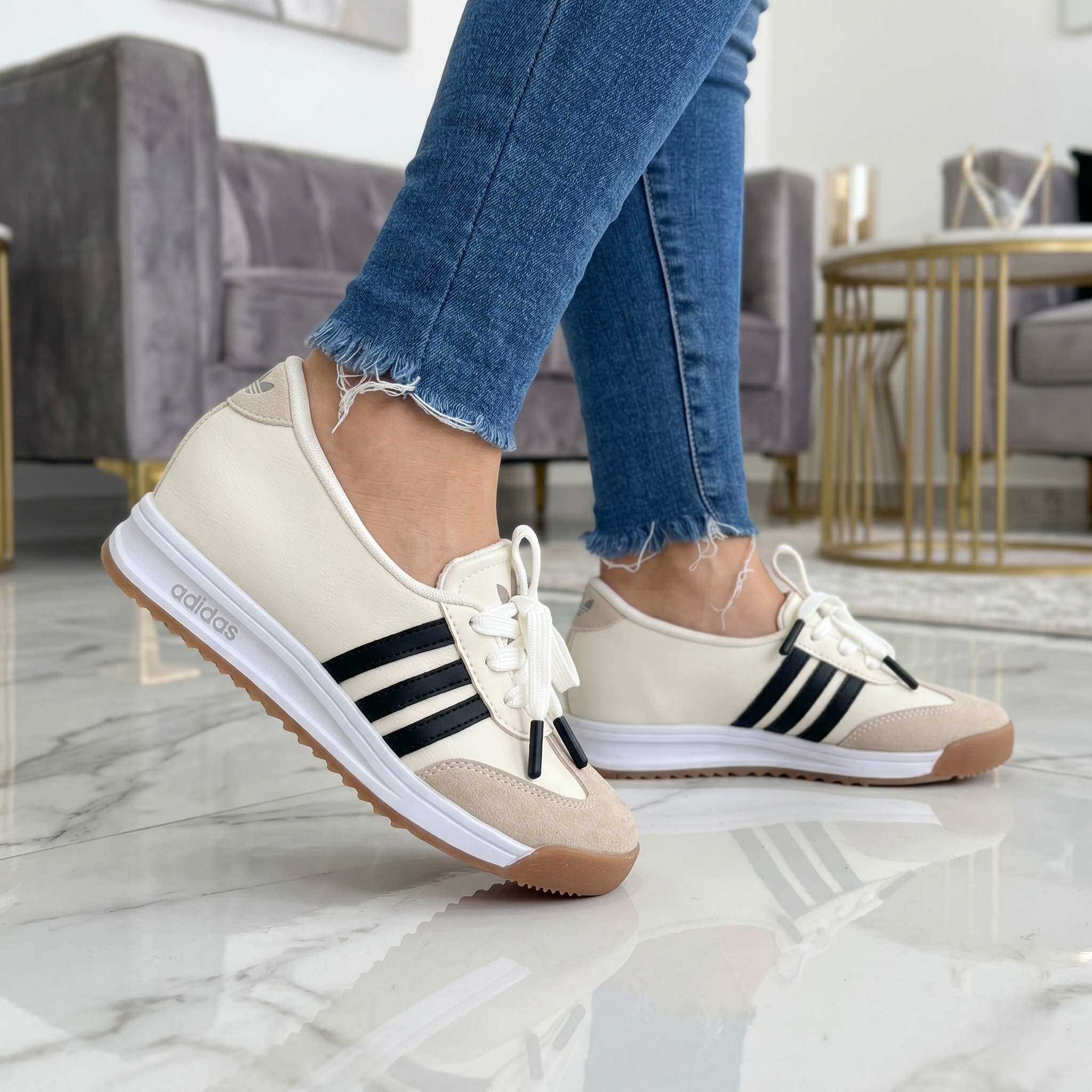 Zapatos Adidas Deportivo - Blanco Negro